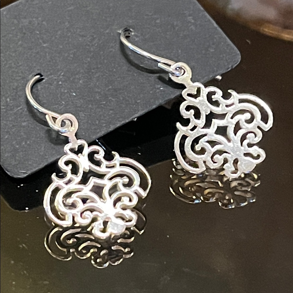 Silver Drop Filagree Earrings